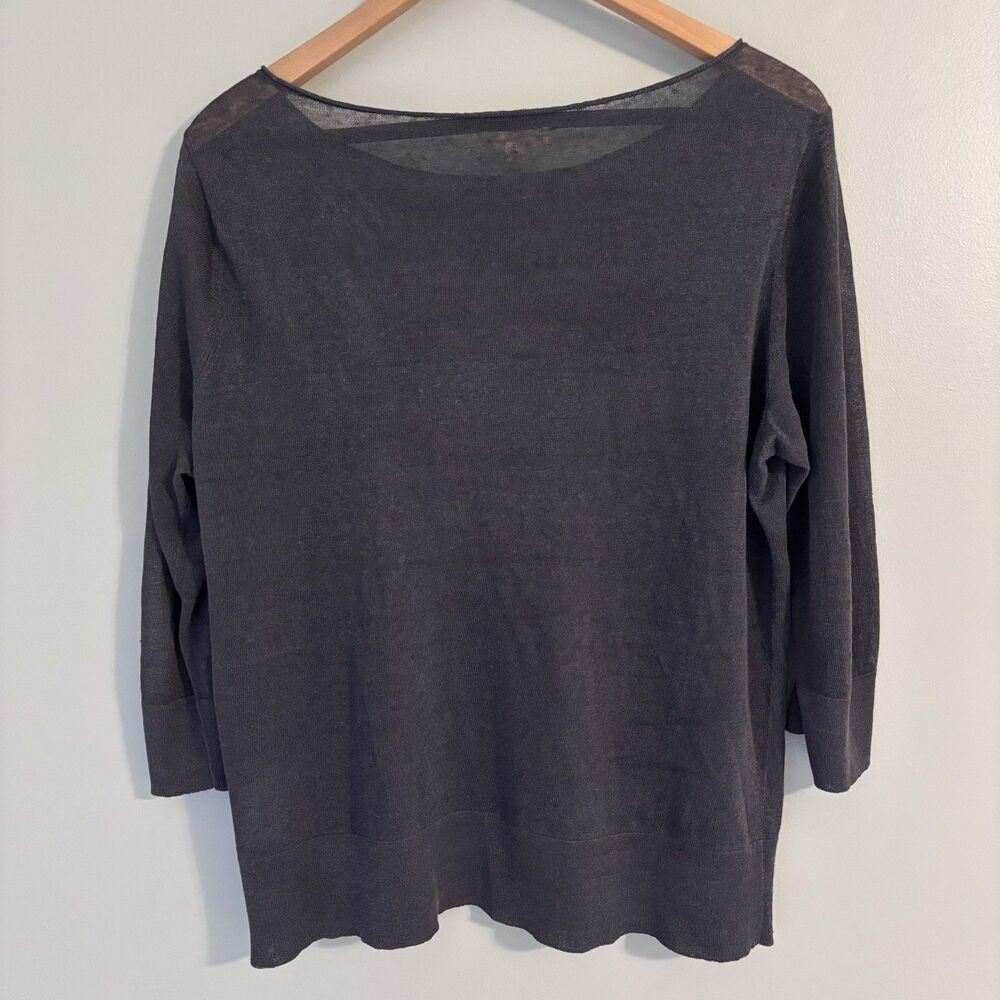 Eileen Fisher Organic Linen Blend Top Sz M Rolled Neck Minimalist Quiet Luxury - Picture 4 of 7